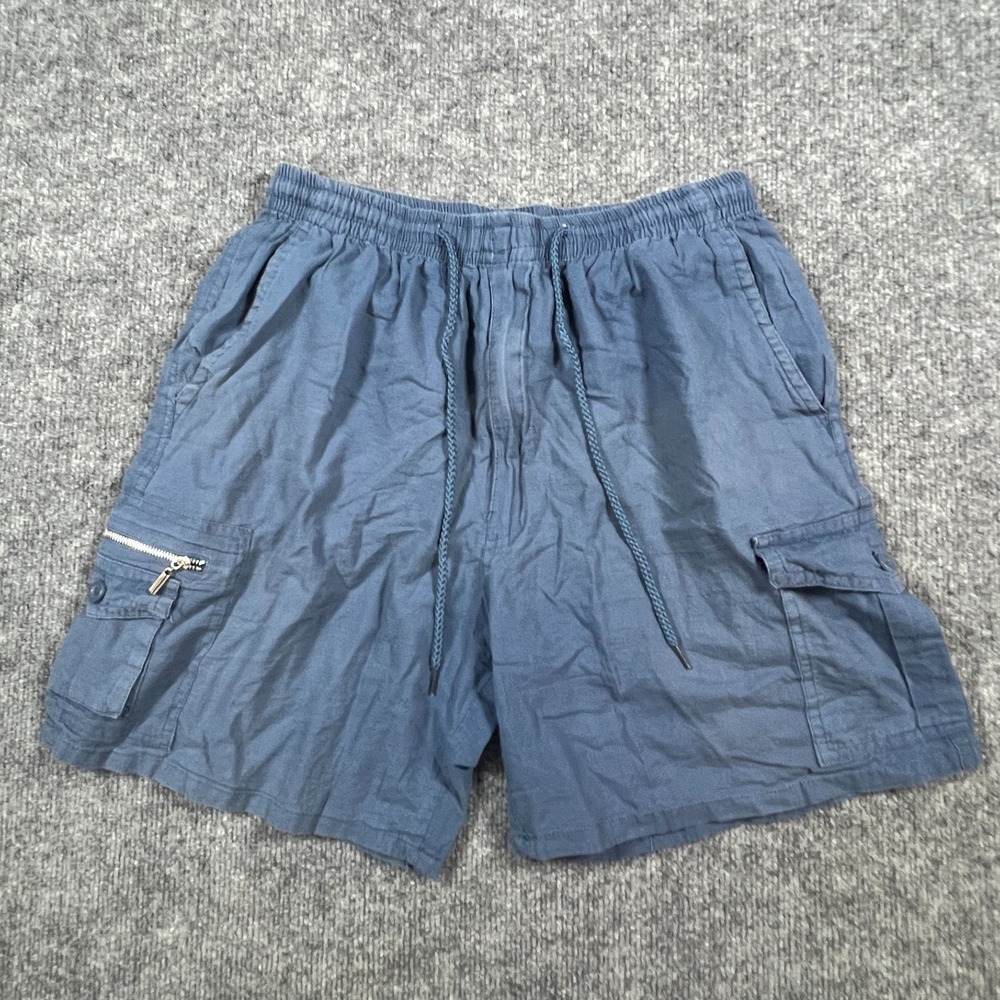 Occhi & Belli Cargo Shorts Womens M Slate Blue Cotton Drawstring Waist Utility